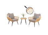 Poly-Rattan Garnitur MCW-N34, Balkon-Set Gartengarnitur Sitzgruppe Stuhl Beistelltisch ~ Dunkelgrau