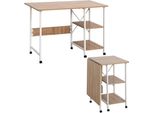 Homcom Homdotcom Tavolo Pieghevole Con Rotelle, Naturale
