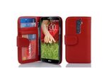 Cadorabo Custodia Per Lg G2 In Rosso Cover Posteriore Telefono Cellulare Protettiva Cover Libro Custodia Libretto Slot Per Schede