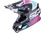 Casco Da Motocross Scorpion VX-16 Evo Air Analog Metal Nero Blu Rosa Taglia Xl