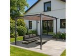 Pergola In Alluminio HWC-N93, Gazebo Da Giardino, Struttura Robusta Da 8 Cm, Tetto Scorrevole UV50+ 3X4M ~ Grigio