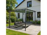 Pergola In Alluminio HWC-N93, Gazebo Da Giardino, Struttura Stabile 8Cm Tetto Scorrevole UV50+ 3X4M ~ Verde