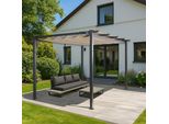 Pergola In Alluminio HWC-N93, Gazebo Da Giardino, Telaio Stabile Da 8 Cm, Tetto Scorrevole UV50+ 3X4M ~ Crema-Beige