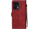 Avizar, Cover Per Oppo Reno 13 Pro Con Dragonne, Custodia Flip, Supporto Per Portafoglio, Rosso Vino