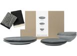 Geschirr-Set BROSTE COPENHAGEN Nordic Sea, inklusive Spültuch Set aus 100% Baumwolle, blau (soft blau), 7 tlg., Keramik, Geschirr-Sets, Beliebte Geschirr Sets Exclusiv mit Geschenk