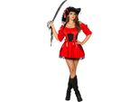 Costume Da Donna Pirata Barocco Caldo Bucaniere Nero-Rosso - S