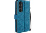 Avizar, Samsung Galaxy S24 Fe Mandala Custodia Portafoglio Cinturino Mano, Blu