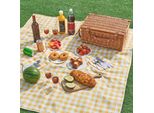 Cestino Da Picnic 'Brindisi' Per 4 Persone Completo Di Piatti, Bicchieri, Posate, Coperta, Salice Giallo/Bianco