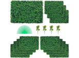 Set Di 12 Piante Artificiali - 60 X 40 Cm - Siepe Per La Privacy - Verde Artificiale - Pannello Di Bosso In Pe - Decorazione Vegetale Da Parete