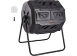 Compostiera - Compostiera A Tamburo 162,7 L, Compostiera A Tamburo Rotante A Doppia Camera 735 X 625 X 955 Mm, Bidone Per Compostaggio Da Giardino Per Uso Intensivo Con Guanti - 50 Kg.