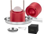Formatore Di Cubetti Di Ghiaccio Set Di Stampi Per Cubetti Di Ghiaccio Da 60 Mm - Stampo Per Cubetti Di Ghiaccio Con Pinze Per Ghiaccio E Vaschetta Di Raccolta, In Alluminio - Stampi Per Cubetti Di Ghiaccio Rossi E Resistenti Vaschetta Per Cubetti Di Ghiaccio Per Whisky, Americano, Succo Di Frutta E Latte