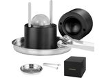 Set Per Cubetti Di Ghiaccio Da 60 Mm - Stampo Per Cubetti Di Ghiaccio Con Pinze Per Ghiaccio E Vassoio Di Raccolta - Vaschetta Per Cubetti Di Ghiaccio In Alluminio Nero Resistente Per Whisky, Americano E Succhi Di Frutta