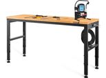 Banco Da Lavoro Regolabile In Altezza 155 X 51 X 72-97 Cm - Tavolo Di Serraggio, Capacità Di Peso 900 Kg - Marrone Banco Attrezzi Pieghevole - Banco Da Lavoro Multifunzionale Per Magazzino E Ufficio