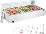Scaldavivande - Contenitore Gastronorm 6X8Qt - Con Piatto In Vetro - Servizio Buffet Professionale - Ideale Per Gastronomia E Catering