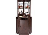 Mobile Bar Angolare Industriale - Tavolo Da Vino Per Liquori E Bicchieri - Mobile Buffet Con Portabicchieri - Mobile Bar Indipendente - Legno Rustico - Soggiorno - Home Bar - Legno Di Noce