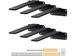 Reggimensola 210 X 100 X 45 Mm - 6 Pezzi - Robusti Supporti Per Mensole Galleggianti - Mensole A L Nere Opache Spesse 5 Mm - Mensole In Acciaio Con Portata Di 72,4 Kg