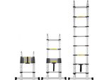 Scala Telescopica 5,0 M, A Forma Di A, Con Barra Stabilizzatrice - Sicura E Robusta Per Roulotte - Facile Da Riporre E Trasportare
