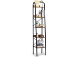 Libreria Rustica In Metallo A 5 Livelli, Elegante Contenitore Per Soggiorno, Camera Da Letto E Ufficio, Struttura Robusta, Design Salvaspazio