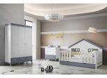 Set Moderno Per La Cameretta Dei Bambini Composto Da 3 Pezzi Con Letto A Casetta, Armadio E Cassettiera