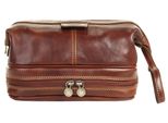 Kulturbeutel PIKÉ, Gr. B/H/T: 26cm x 18cm x 18cm onesize, braun, Leder, used, Taschen, echt Leder, Made in Italy