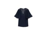 Tom Tailor Damen Chiffon Bluse, Blau, Uni, Gr. 34