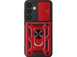 Mayaxess, Custodia Protettiva Per Samsung Galaxy S24, Cover Fotocamera Con Supporto Ad Anello, Rosso