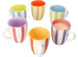 Set Di 6 Tazze Da Caffè E Da Tè A Righe Colorate In Gres 6 Pers