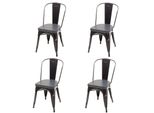 4Er-Set Esszimmerstuhl Mcw-H10E, KüChenstuhl Stuhl, Chesterfield Metall Kunstleder Industrial Gastronomie ~ Schwarz-Grau