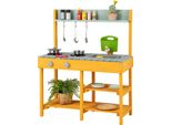 Costway Cucina Del Fango, Cucina Da Gioco Per Bambini Con Serbatoio Dell'acqua Rimovibile, Lavello Rimovibile, 3 Ganci E 3 Ripiani Aperti Per Bambini 3+