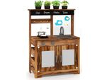 Cucina Di Fango Costway, Cucina Per Bambini Con 2 Pentole, Rubinetto, Lavello Rimovibile, Lavagne, Piani Di Cottura E 4 Accessori Per Cucinare, Cucina Da Gioco Per Bambini 3+