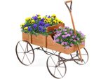 Costway Carrello Portafiori In Legno, Carrello Portafiori Con Ruote In Metallo, Portafiori 62X34X60Cm Arancione
