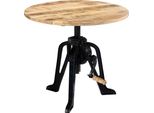 Tavolino 60×(46-63) Cm In Legno Massiccio Di Mango E Ghisa