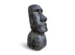 Statua Testa Moai - Scultura Da Giardino - Figura Dell'isola Di Pasqua Rapa Nui In Sabbia Lavica Grigia