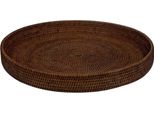 Vassoio Rotondo In Rattan Ø 48 Cm - Grande Vassoio Rotondo Da Portata/Decorativo In Rattan Intrecciato - Fatto A Mano In Dark Mocha