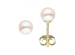 Paar Ohrstecker Jobo, Gelb (Gelbgold 585), Ohrringe, Damen, 5Mm, Gelbgold 585 Perlen, Gelbgold 585, Perlen, 585 Gold Mit Akoya-Zuchtperlen 5 Mm