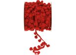 Nastro Decorativo Pom Pom Rosso 20Mm 15M Decorazione Regalo