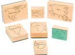 Eduplay 220134 Timbro Mappa Del Mondo, Naturale/Verde, 7 Pezzi (1 Set)