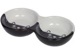Ciotola Doppia In Ceramica Per Gatti Nobby "Face"" 22 X 11,5 X 3,5 Cm Nero / Bianco"