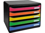 Exacompta 308798D Cassettiera Big Box Plus Formato Orizzontale 5 Cassetti Arcobaleno