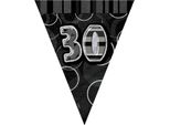 Striscione Unico Per Feste Con Il Numero 30, Design Glitterato, Nero SG12146 (Taglia Unica) (Nero/Argento)