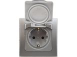Presa Di Corrente Chilitec Delphi Con Contatto Di Terra IP44 250V Ac / 16A, Con Cornice, Da Incasso, Argento