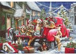 Luca-S Set Per Punto Croce "Collezione Oro Cuccioli Natale"", Schema Contato, 50X35Cm"