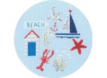 Modello Fuori Produzione Set Per Punto Croce Bothy Threads "Beach"", Schema Contato, XJH2P, Diam. 17,5 Cm"