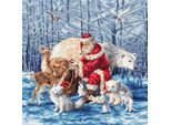 Kit Per Ricamo A Punto Croce Letistitch "Babbo Natale E Amici"", Schema Contato, 38X38Cm"