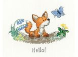 Kit Per Ricamo A Punto Croce Heritage Aida "Hello!"", Schema Di Conteggio, PUHE1700, 14X10,5Cm"