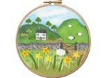Kit Per Ricamo In Feltro Con Cerchio "Flock Of Golden Daffodils"", Sfondo Stampato, EFE5, Diam 15Cmcm"