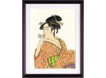 Kit Olympus Per Il Punto Croce Contato "Giovane Donna Che Soffia Un Popen Di Kitagawa Utamaro"", 36,5X29 Cm, Originale Dal Giappone"