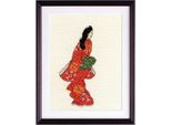 Kit Punto Croce Contato Olympus "Beauty Looking Back By Hishikawa Moronobu"", 36,5X29Cm, Originale Dal Giappone"