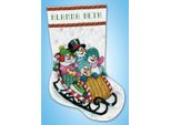 Kit Per Ricamo A Punto Croce Design Works "Calza Di Natale Slitta Di Neve"", Schema Contato, 43X30Cm"