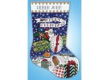Kit Per Ricamo A Punto Croce Design Works "Calza Natalizia Aeroplano Babbo Natale"", Schema Contato, 43X30Cm"
